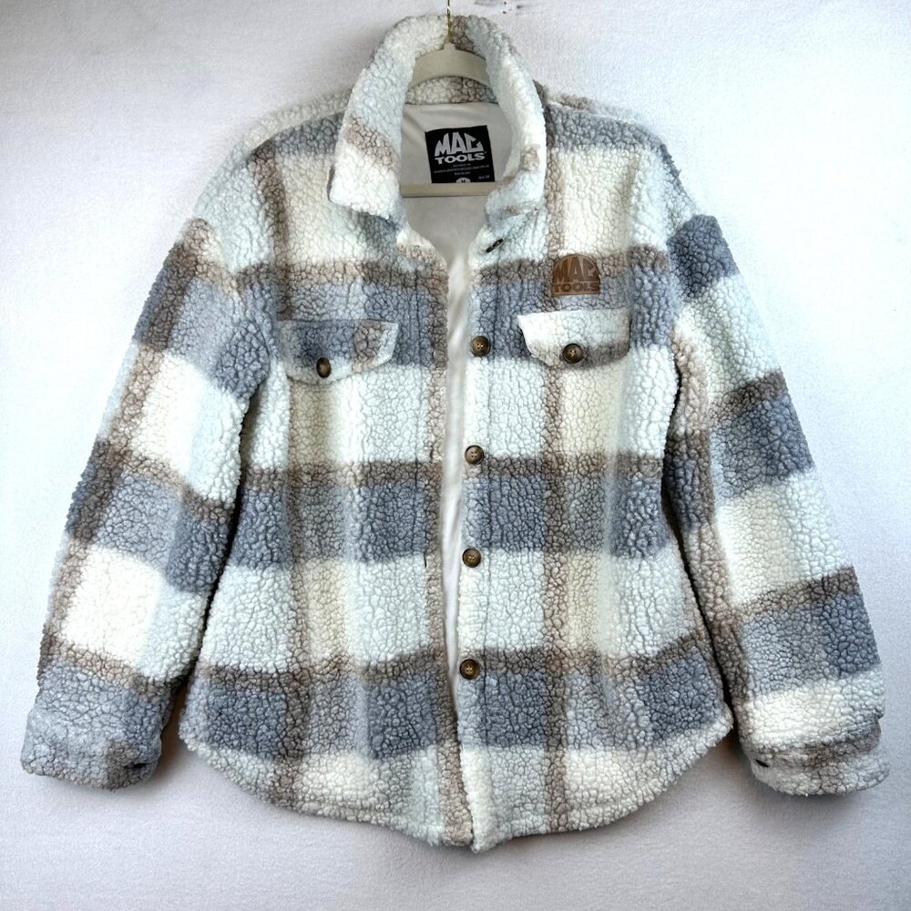 MAC Tools Plaid Sherpa Shacket Mens Medium Workwear Camping Outdoors Cabin